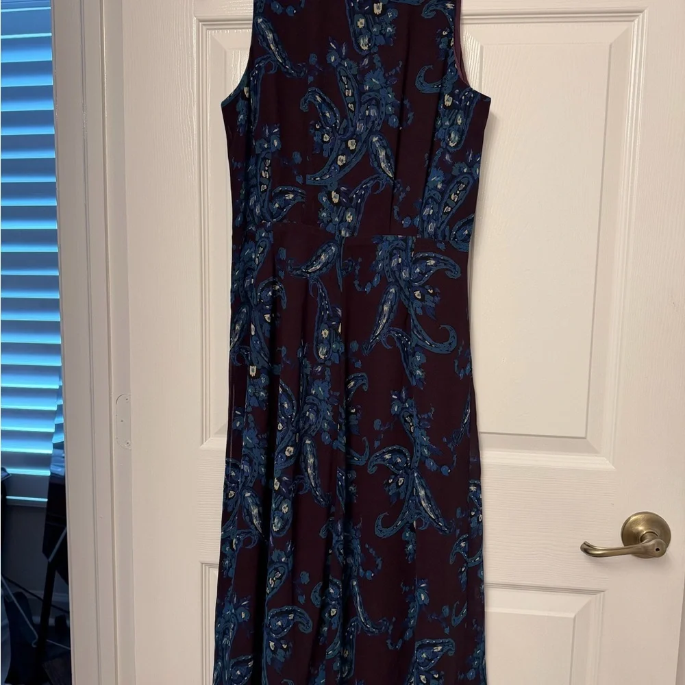 CAbi Navy and Burgundy Paisley Maxi Dress - Picture 2 of 4